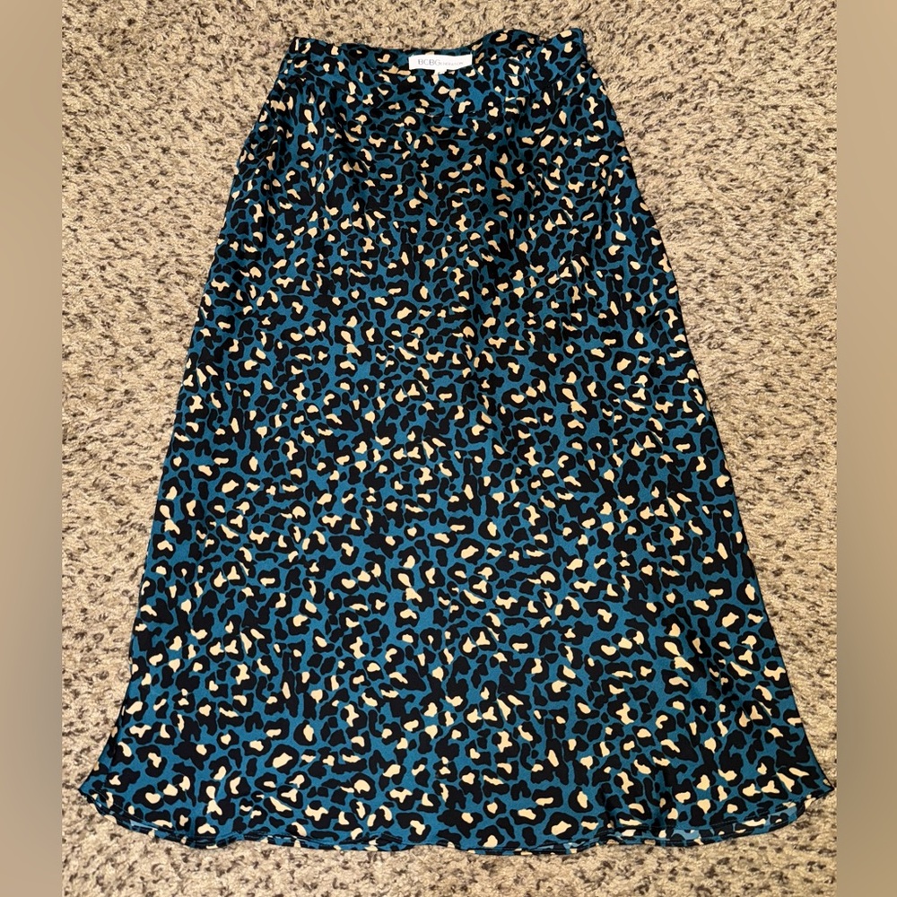 Leopard Print Blue Skirt